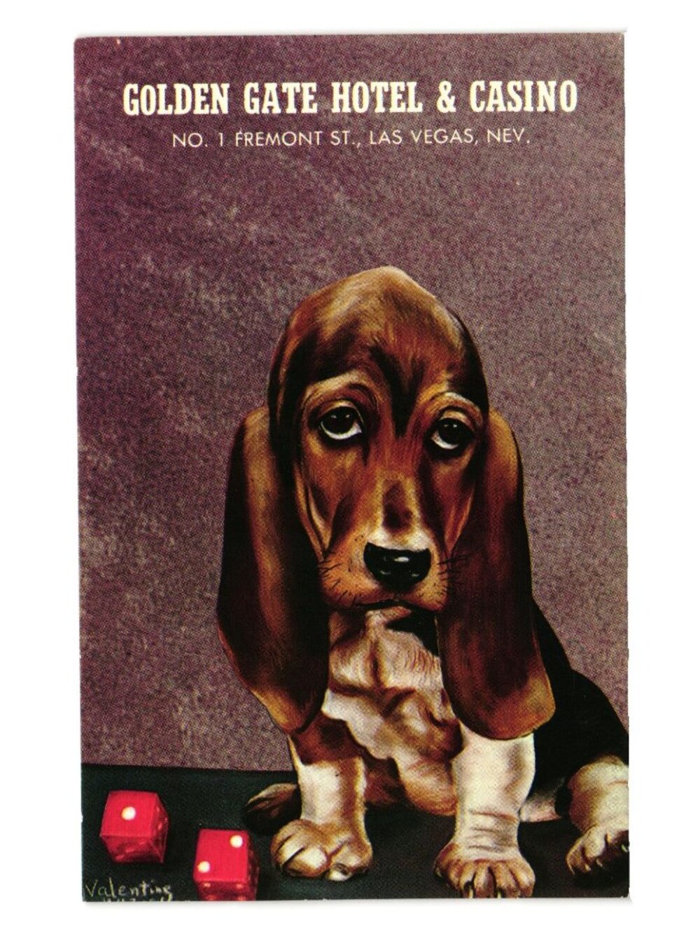 Golden Gate Hotel Casino Vintage Postcard Dog Artwork Fremont St Las Vegas